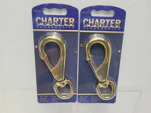 2--Charter Marine Solid Brass Swivel Eye Snaps, 4.5", Working load 100lbs - Picture 1 of 2
