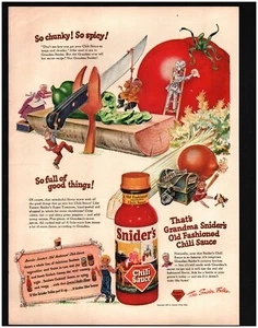 1945 Snider's Chili Sauce Original Print Ad ~ country cartoon - Picture 1 of 1