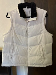 Charter Club Puffer Vest Ladies PM Faux Fur Collar Zip White Womens XL - Picture 1 of 2