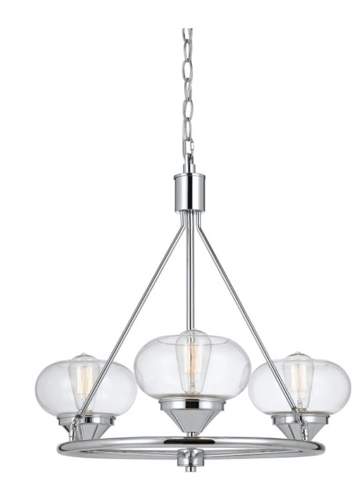 Cal Lighting 3 Light 60W Maywood Glass Chandelier - FX-3624-3 - Image 1 of 4