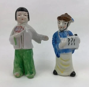 VTG MADE IN OCCUPIED JAPAN 2 PORCELAIN FIGURINES MAN & WOMAN ASIAN 4” TALL - Picture 1 of 12