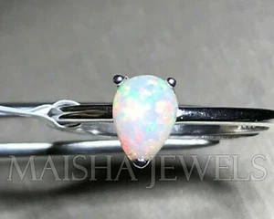 Natural Ethiopian Welo Opal 925 Solid Silver October Birthstone Solitaire Ring - Picture 1 of 5