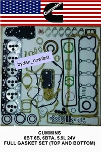 CUMMINS 6BT 6B, 6BTA, 5.9L 24V FULL GASKET SET (TOP AND BOTTOM) 6 CLYINDER KIT - Picture 1 of 2
