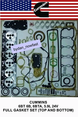 CUMMINS 6BT 6B, 6BTA, 5.9L 24V FULL GASKET SET (TOP AND BOTTOM) 6 CLYINDER KIT - Image 1 of 2