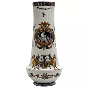 GRAND VASE Ancien FAÏENCE de GIEN, mod. "RENAISSANCE", limoges/sevres/putti... - Picture 1 of 13
