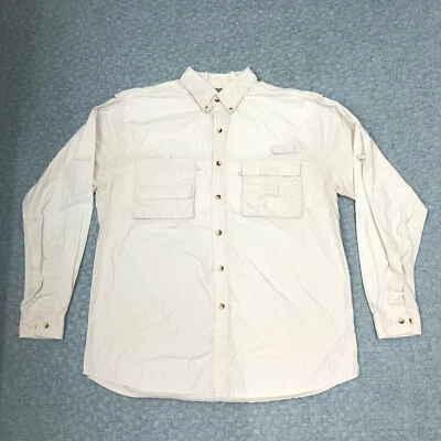 Rugged Earth Outfitters Shirt Mens Medium Tan Khaki Fishing Hiking Safari Vented - Image 1 of 4