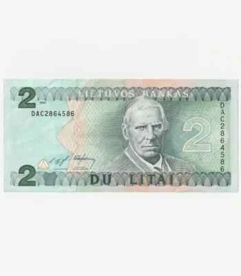1993 Lithuania Litauen 2 Litai Litas banknote bill, Series DAC, AU - Image 1 of 3