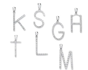 Diamond Initial Pendant Solid 9ct White Gold Real Diamonds A-Z Letter Alphabet - Picture 1 of 20