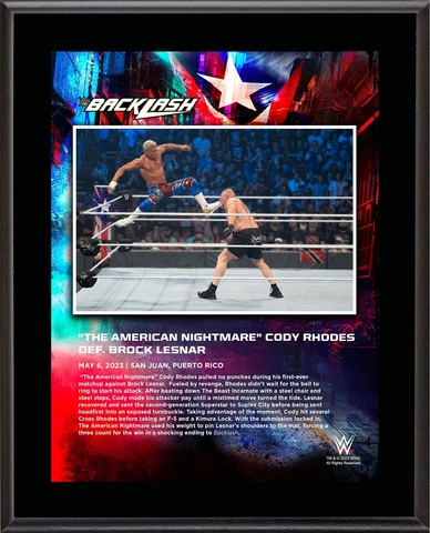 Cody Rhodes WWE 10.5" x 13" 2023 Backlash Sublimated Plaque Cover