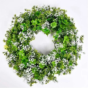 St Patricks Day Decorations Artificial Wreath Lucky Shamrock Clover Leprechaun H - Picture 1 of 12