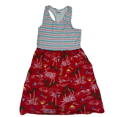 Vestido Lands End Niña Sin Mangas Ajuste y Acampanado Rayas Tropicales Palmeras XL (16) Foto 1 de 4