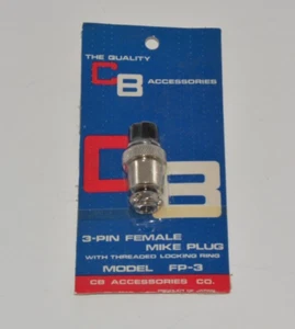 3 Pin Female Mic Plug with Threaded Locking Ring for CB Radio Mics Model FP-3 - Picture 1 of 2