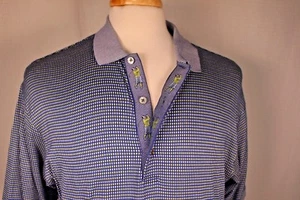 Bobby Jones Collection S/S Golf Polo Shirt Italy Mens Sz L  Blue & Green Squares - Picture 1 of 12