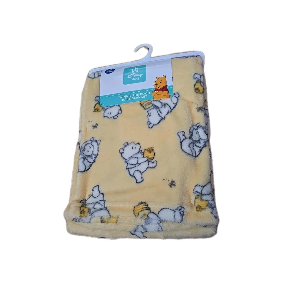 Disney Baby Winnie the Pooh Yellow Baby Blanket 30" x 40" - Image 1 of 1