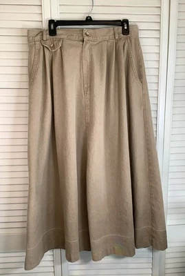 Gotcha Covered Vtg 80s Full Prairie Skirt 14 Tan Button 100% Cotton Heavyweight - Image 1 of 4