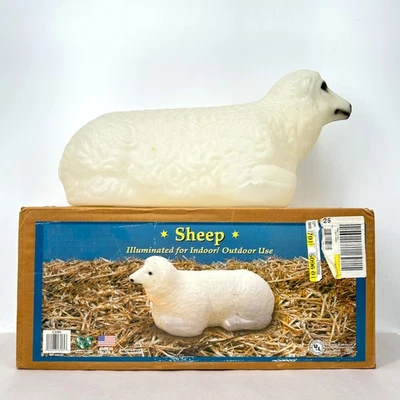 VINTAGE 18-in Light-Up General Foam Blow Mold Nativity Sheep Yard Decor with Box - Image 1 of 4