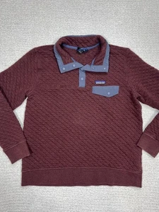 Patagonia Pullover Sweater Mens Large Maroon Organic Cotton Diamond Quilt Pocket - Picture 1 of 8