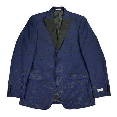 Alfani Mens Slim Fit Floral Evening Suit Jacket Navy Blue 40L - Image 1 of 4