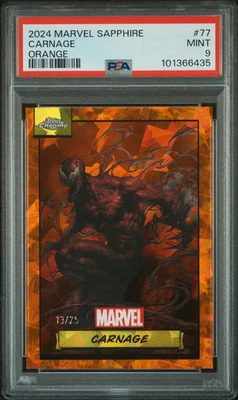 2024 TOPPS MARVEL SAPPHIRE CARNAGE ORANGE 13/25 PSA 9 - Image 1 of 2