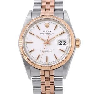 ROLEX Datejust 36mm Steel 18K Rose Gold Gold Dial 1601/5 - Picture 1 of 14