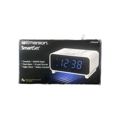 Emerson Smart Set Dual Auto Setting AM/FM Radio Alarm Clock Digital Big Number - Image 1 of 4