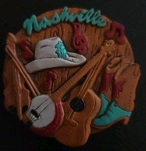 Nashville TN Music Fridge Magnet Guitar Banjo Cowboy Hat Boots - Picture 1 of 3