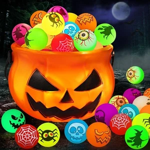 Favores de fiesta de Halloween 64 piezas juguetes que brillan en la oscuridad bolas hinchables con cubos - Imagen 1 de 6