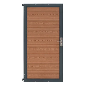 Composiet tuindeur poort bruin 90cm x 180cm metaal tuin handgreep slot - Bild 1 von 9
