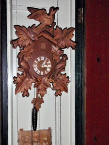 Regula West Germany Musical Cuckoo & Black Forest Oak Leaf Case Clock As Is - Picture 1 of 16