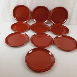Rubbermaid 8" Salad Plates Vintage Lot of 10 Burnt Red RARE COLOR #3838 Plates - Picture 1 of 11