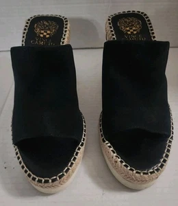 Vince Camuto Brissia Damen-Pantoletten Größe 7,5 schwarz Nubuk Keilabsatz Slipper - Bild 1 von 5
