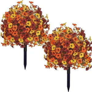 2er Pack Herbst Künstliche Topiary Kugel Bäume mit Erdspieß, 23 Zoll UV-Beständigkeit - Bild 1 von 8