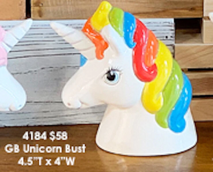 Sm Unicorn Bust Ready To Paint UNPAINTED Ceramic Bisque - Image 1 of 1