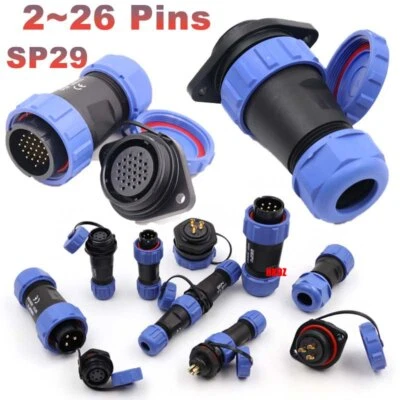 SP29 Aviation Plugs Flange Sockets IP68 Waterproof Cable Connector 2 3 4~26 Pins - Image 1 of 4