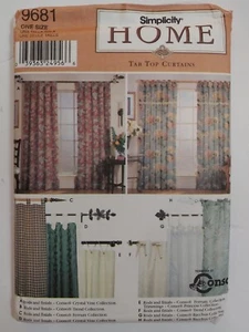 Simplicity Home Pattern 9681 Tab Top Curtains Uncut - Picture 1 of 2