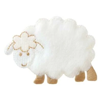 ♥Aufbügler♥Bügelmotiv♥Applikation Patch♥Schaf weiß Plüsch ♥Aufnäher ♥NEU♥ - Bild 1 von 2