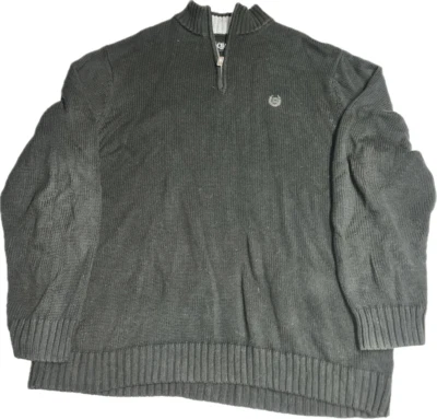 Chaps Mens Pullover Sweater Black Mock Neck 1/4 Zip Long Sleeve Ribbed Cotton 2X - Image 1 of 4