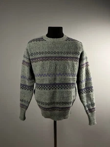Rare Vintage Polo Ralph Lauren Gray Wool Fair Isle Knit Pullover Pulli Sweater Gr. S - Bild 1 von 7
