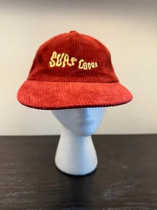 Surf Locos Hat Cap Boys One Size Red Corduroy Strapback Dad Skate Surf Travel - Picture 1 of 8