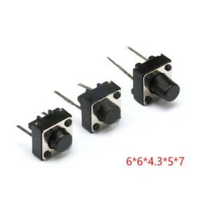 Interruptor de botón táctil momentáneo 6x6 mm negro 4,3/5/7 mm altura 2 pines nuevo - Imagen 1 de 3