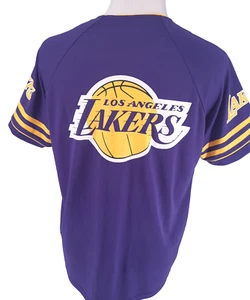 Los Angeles Lakers NBA Purple Baseball Jersey Men's Size Large Button Up - Picture 1 of 11