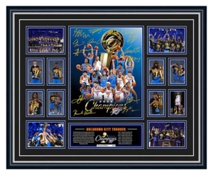 OKLAHOMA CITY THUNDER 2025 NBA CHAMPIONS SIGNED FRAMED LTD ED MEMORABILIA - Picture 1 of 8