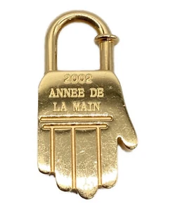 Auth HERMES Hand Cadena Lock Charm Gold 2002 ANNEE DE LA MAIN RARE Japan Used - Picture 1 of 10