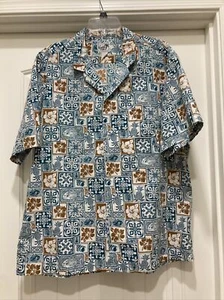 Men’s Blues & Browns Paradise Style Hawaiian Shirt SZ XL - Picture 1 of 10