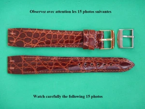 18 mm BRACELET CROCODILE VERITABLE MARRON POUR ANSES FIXES SOUDÉES FAB FRANCAISE - Picture 1 of 16