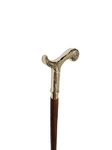 Vintage Brass Handle Royal Victorian Golden Brass Head Handle Wood Walking Cane - Picture 1 of 4