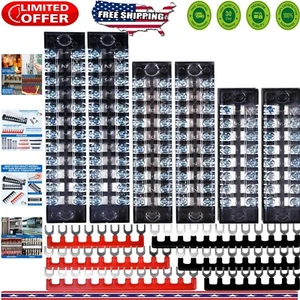 Reusable 12-Piece Terminal Blocks Set with Transparent Covers for Safe Wiring - Picture 1 of 11