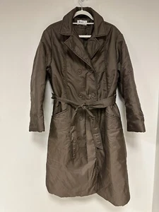 BROMLEIGH Vintage 70's Brown Puffer Jacket Belted Coat Sz large women's trench - Picture 1 of 7