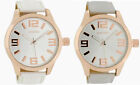 ooZoo women's watch men's rose gold white gray C6615 C6619 46mm leather strap UniSex