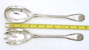 2 Piece France Boulenger Co. Silver Shell Coquille Pattern Serving Set Armorial - Picture 1 of 10